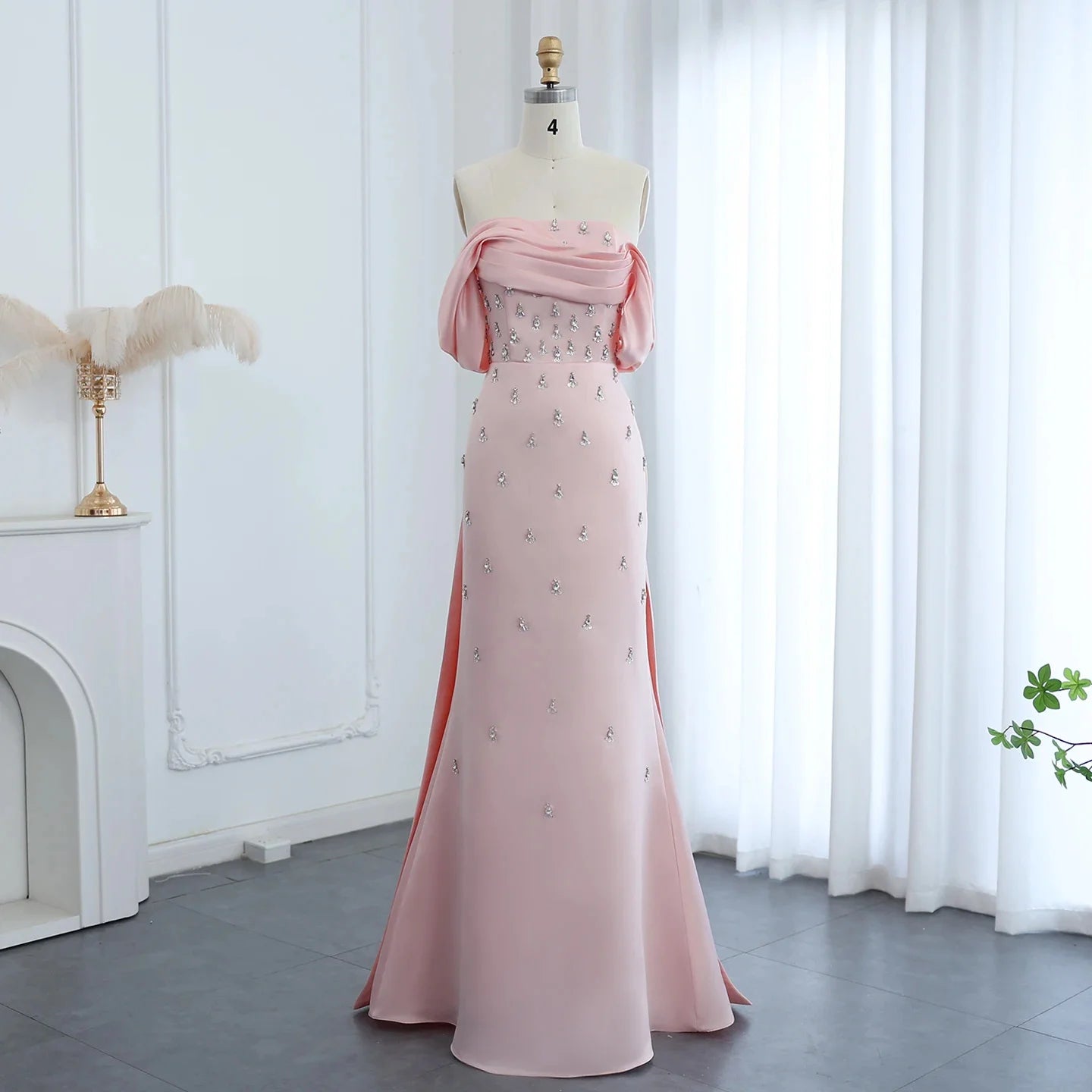 Off Shoulder Evening Dresses for Women Wedding Pink Bule Dress