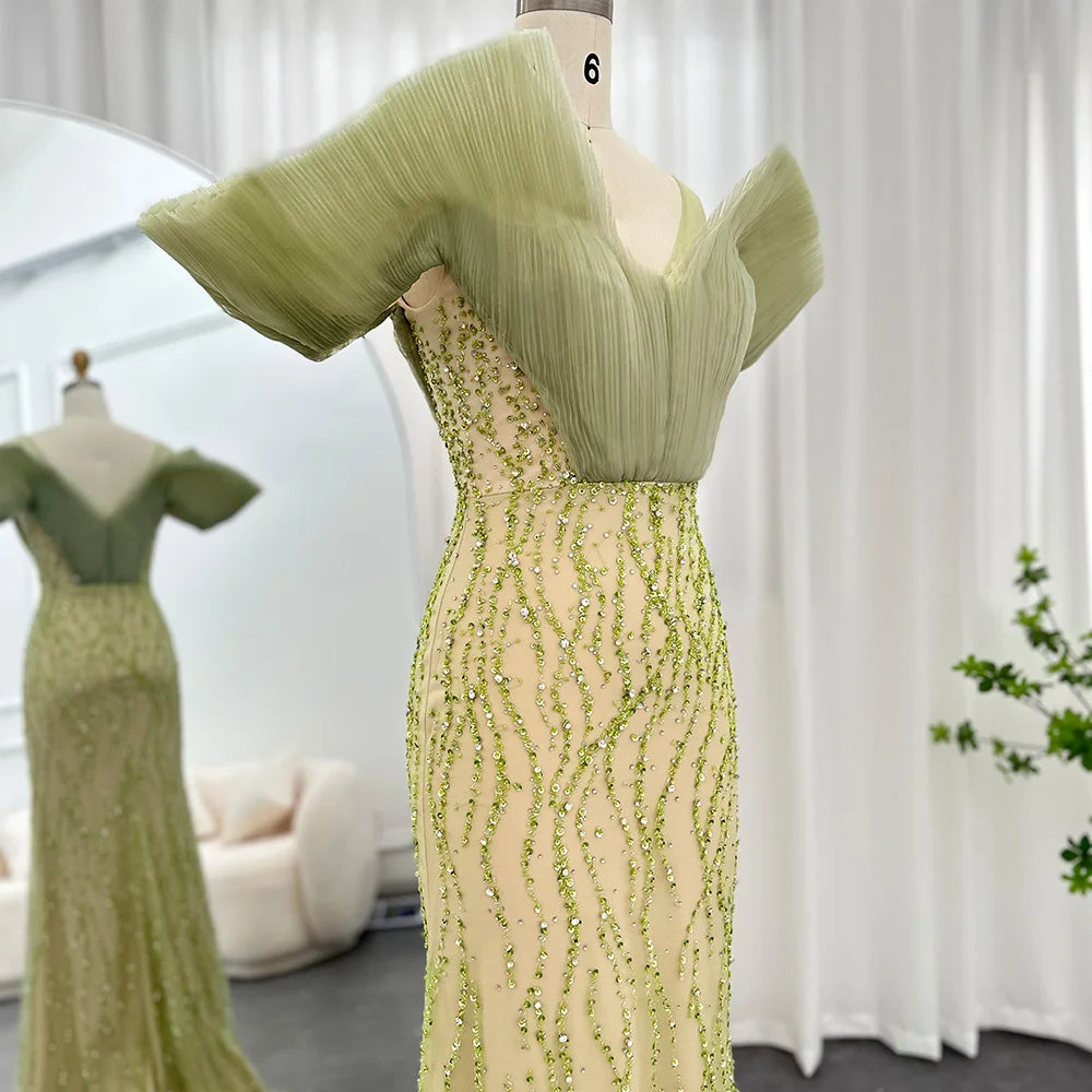 Luxury Sage Green Mermaid Evening Dresses