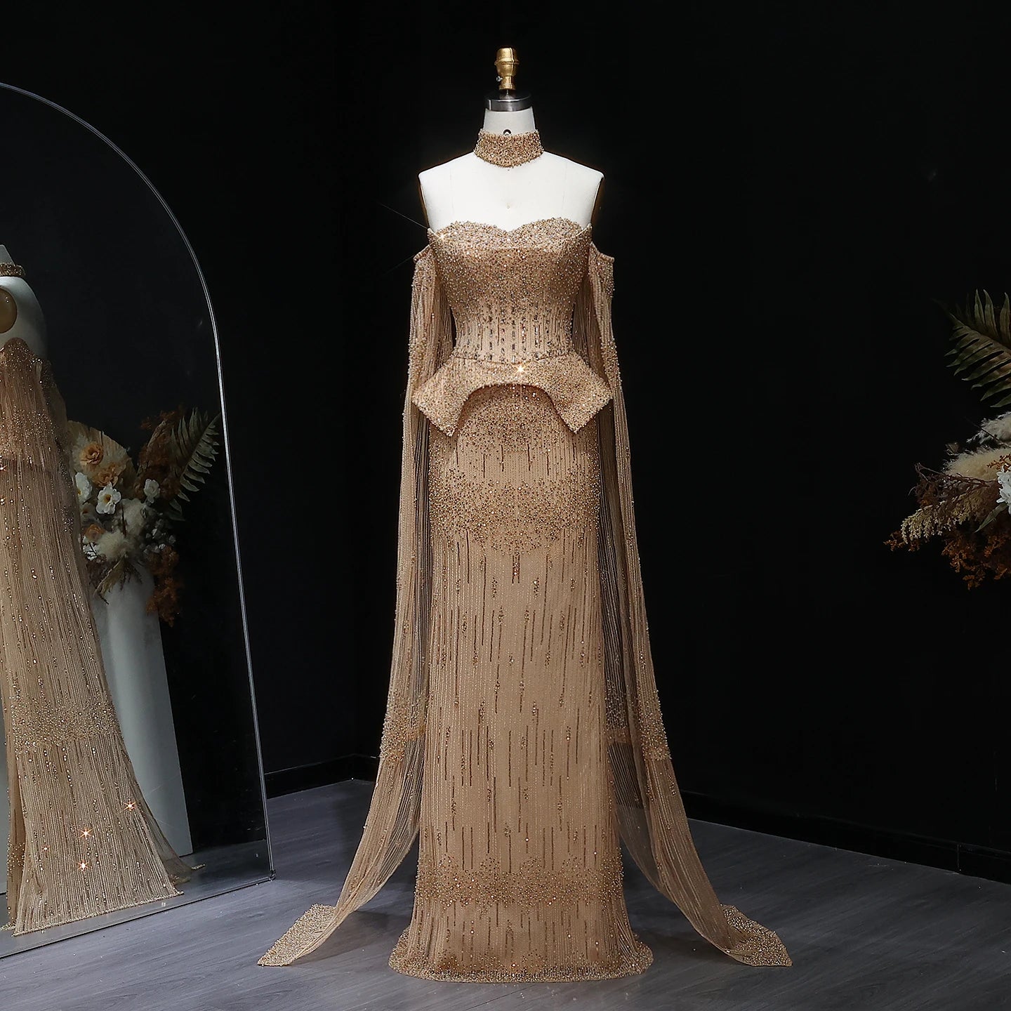 l Evening Dress with Flowing Sleeves 2025 Elegant Off-Shoulder