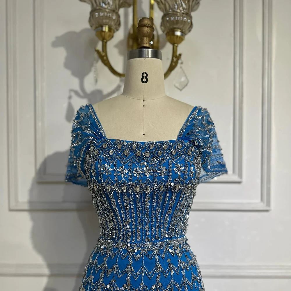 Arabic Caramel Luxury Beaded Mermaid Evening Dress
