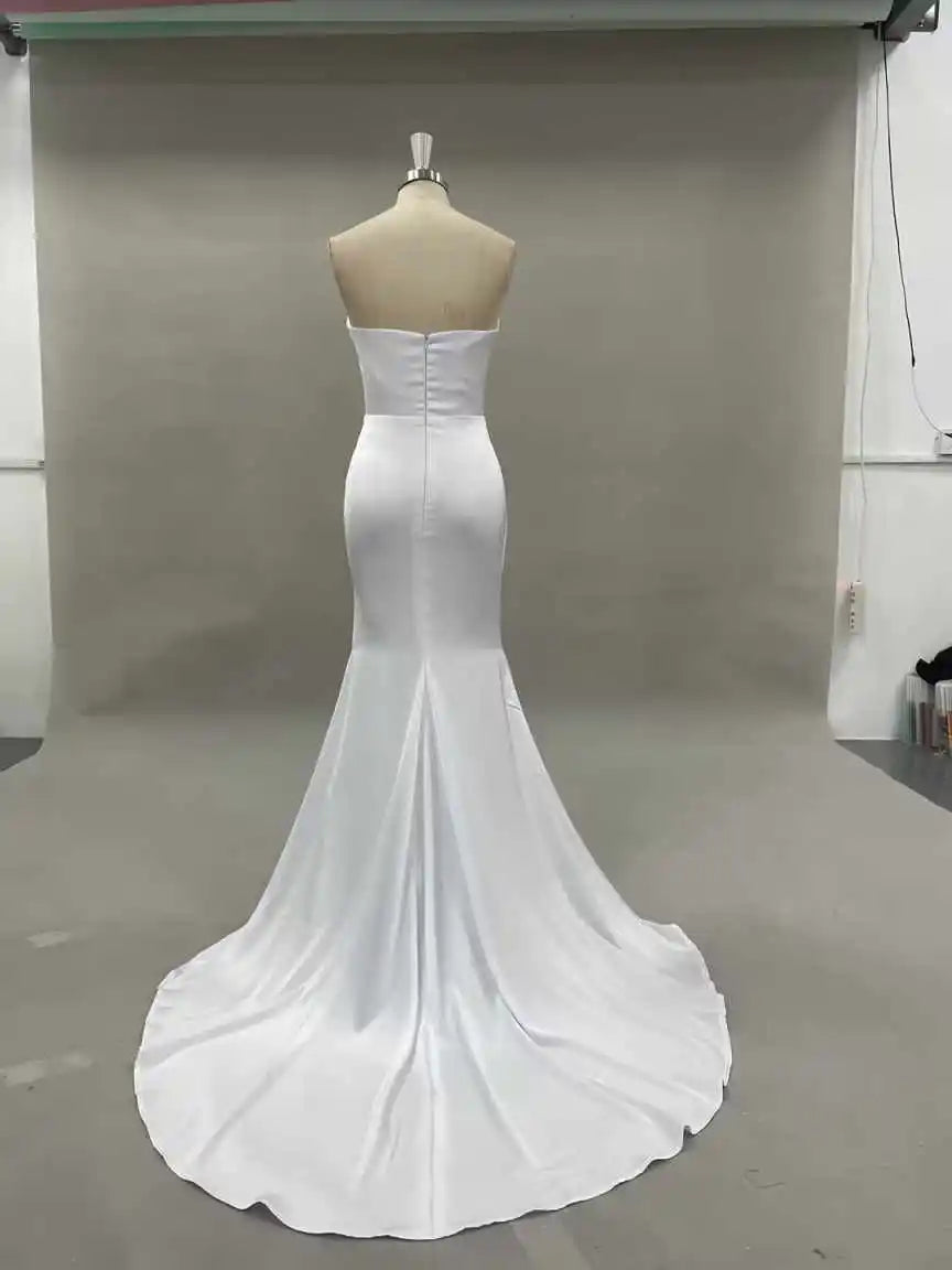 Elegant Mermaid Wedding Dresses Boho Strpaless Floor
