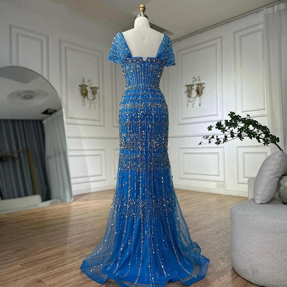 Arabic Caramel Luxury Beaded Mermaid Evening Dress