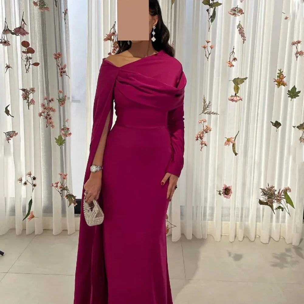 Off the Shoulder Long Sleeve Sheath Evening Dresses