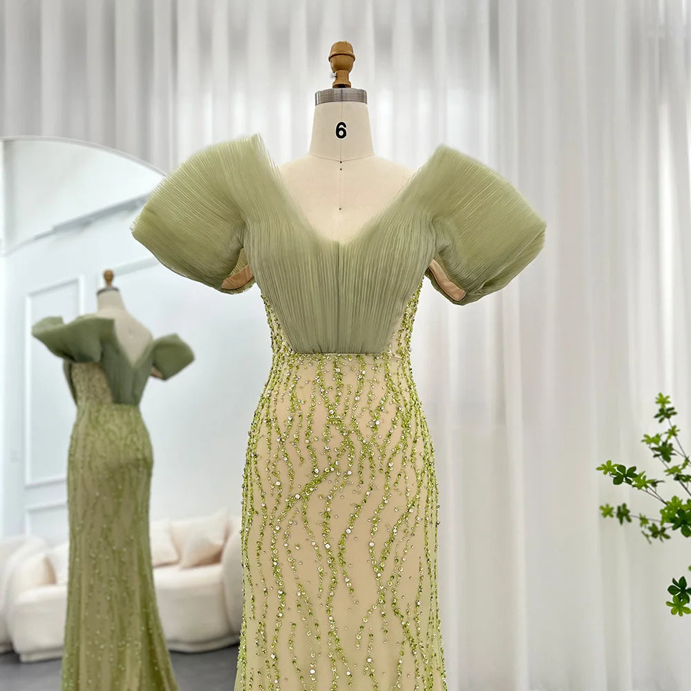 Luxury Sage Green Mermaid Evening Dresses