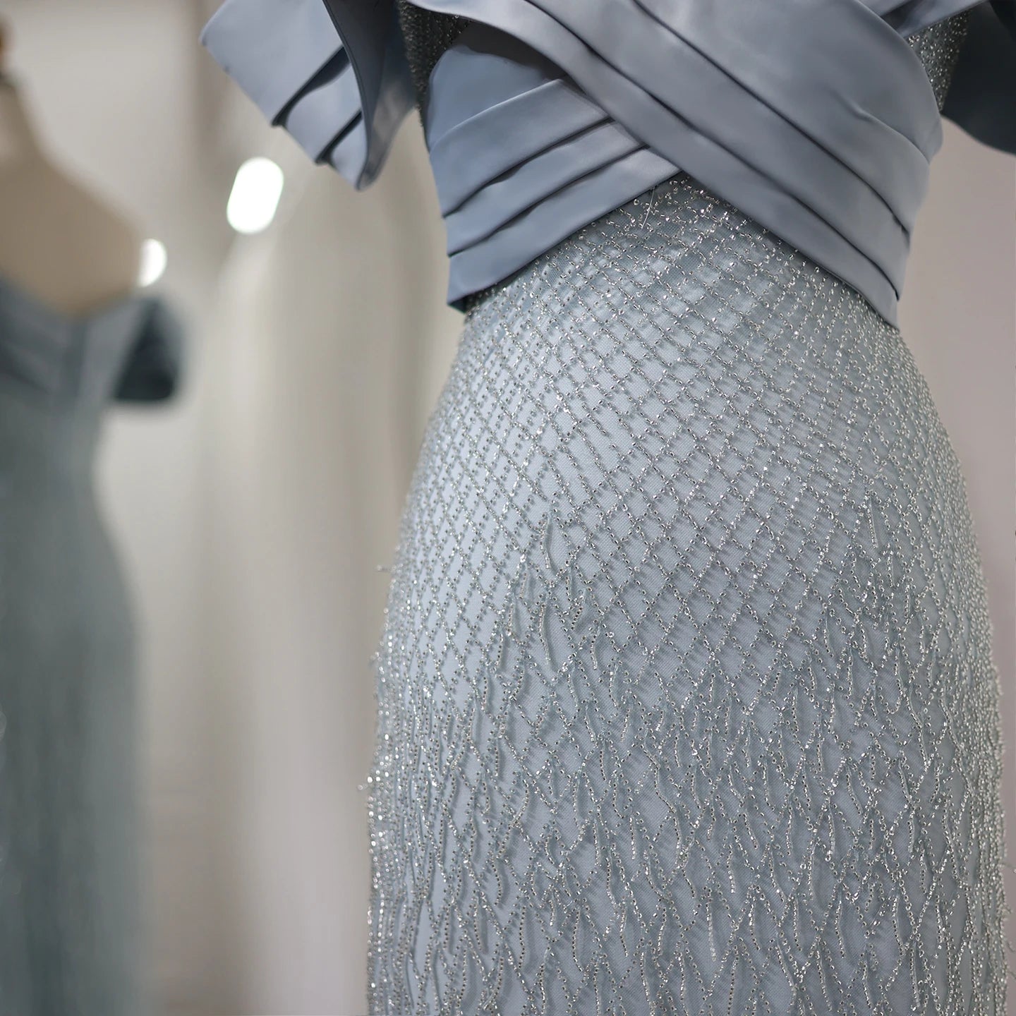 Shoulder Sage Green Evening Dresses