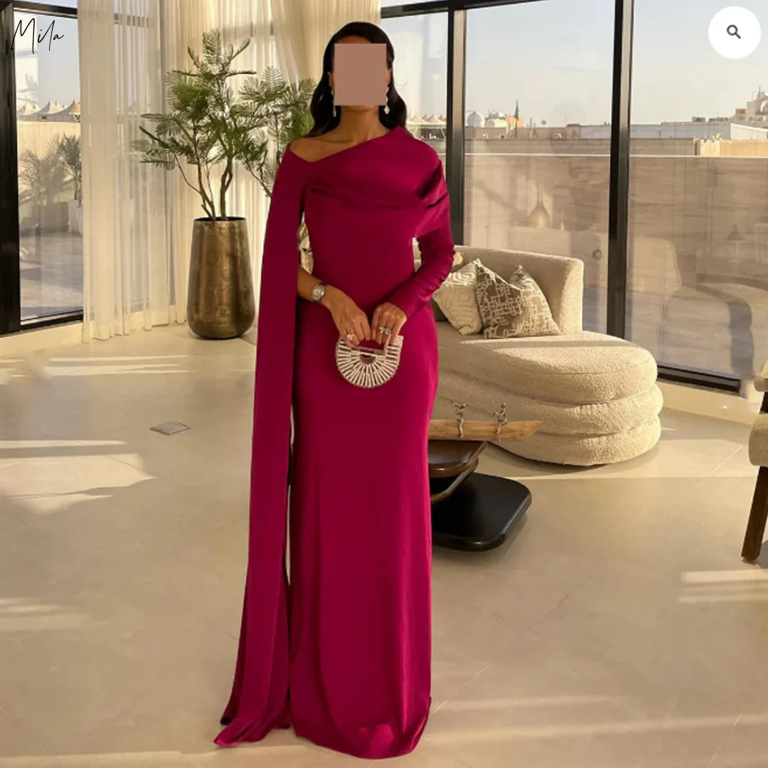 Off the Shoulder Long Sleeve Sheath Evening Dresses