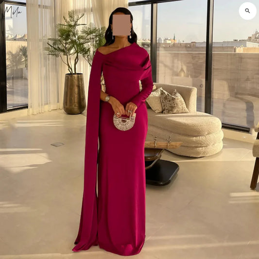 Off the Shoulder Long Sleeve Sheath Evening Dresses