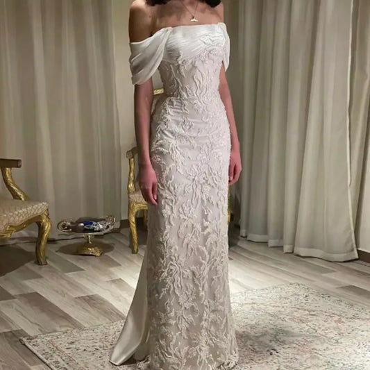 Evening Dresses Off The Shoulder Prom Dress Appliques Beading Backless