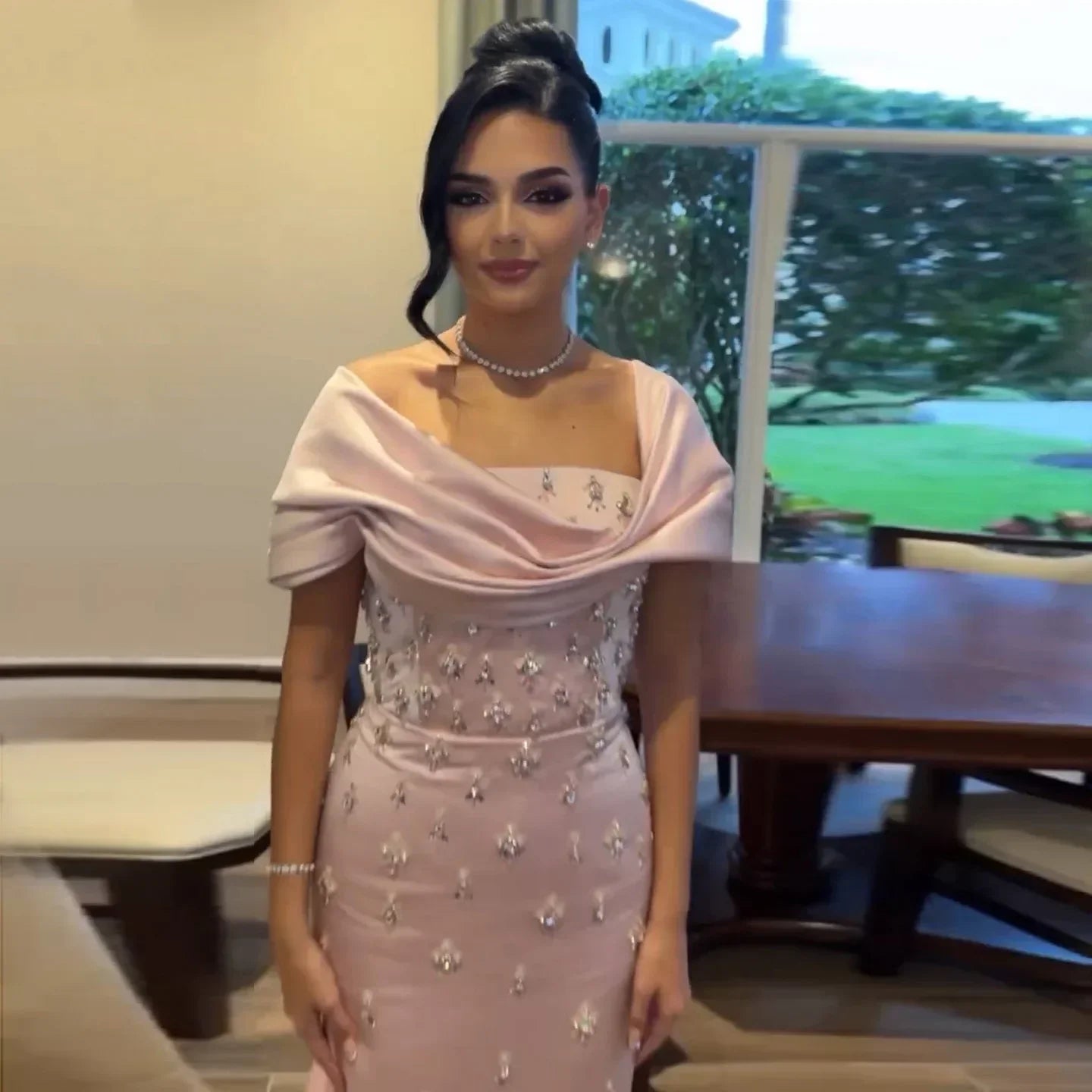Off Shoulder Evening Dresses for Women Wedding Pink Bule Dress