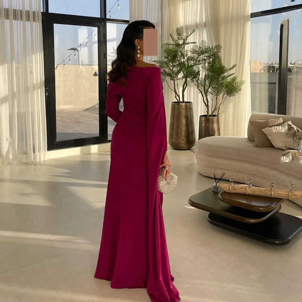 Off the Shoulder Long Sleeve Sheath Evening Dresses