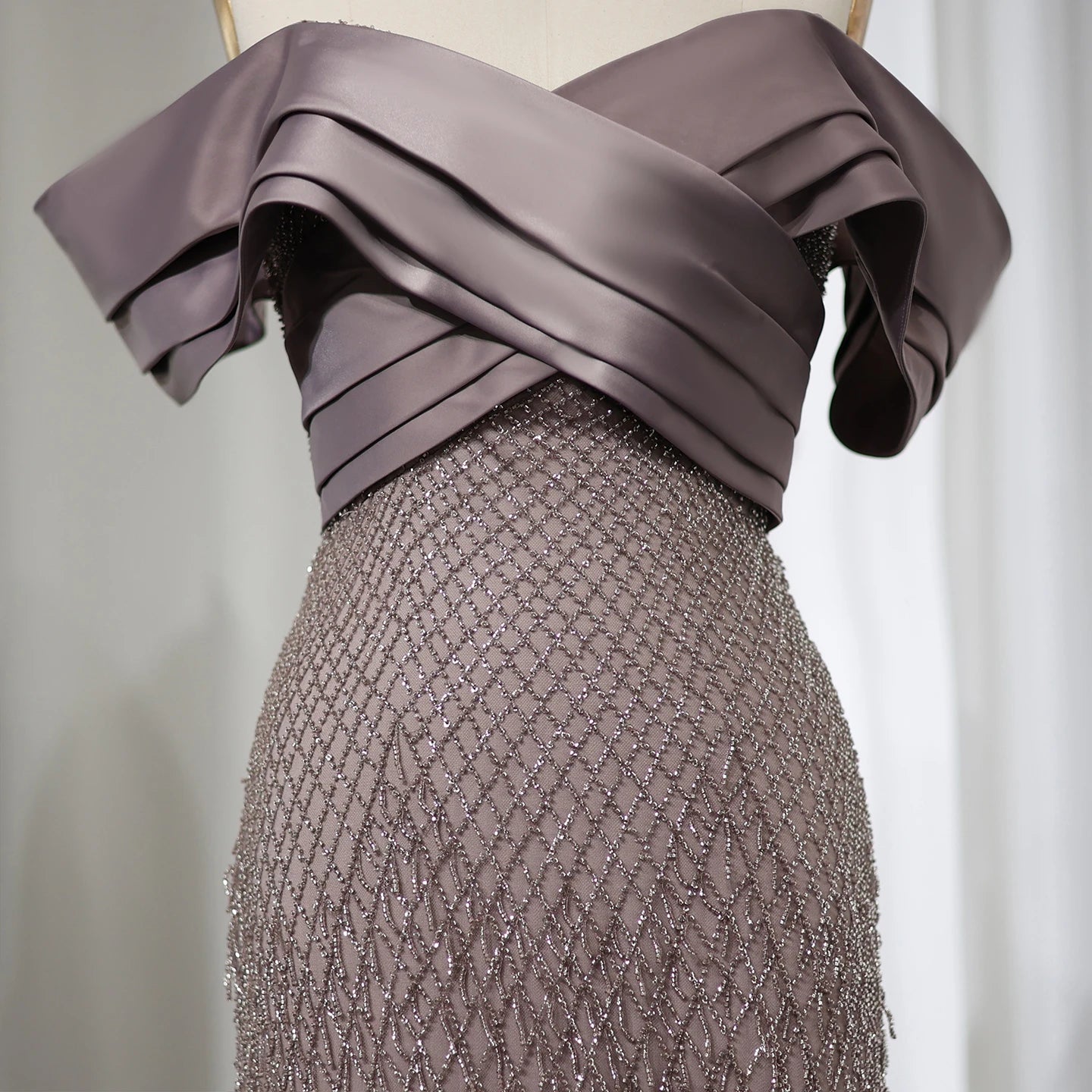 Shoulder Sage Green Evening Dresses