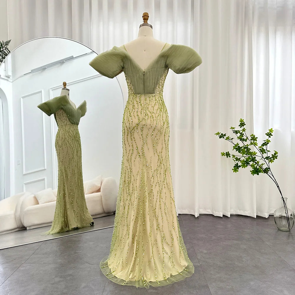 Luxury Sage Green Mermaid Evening Dresses